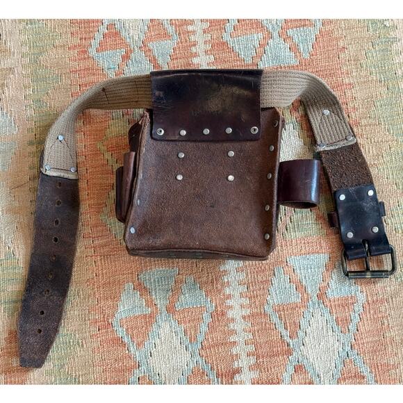 Vintage GE Leather Utility Tool Belt Made in Mexico CC-526-GE Weyerhaeuser Belt - Picture 2 of 14
